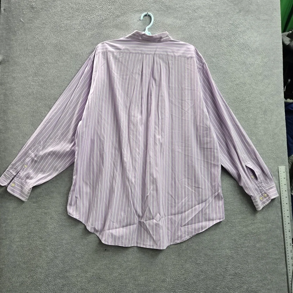 VINTAGE Ralph Lauren Men Button Up Shirt 18 Purple Pony Embroidery Striped